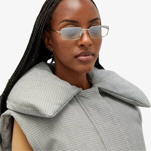 NEW Prada PRA60S 1BC80G Silver Grey Mirror Rectangle Unisex Sunglasses 0PR A60S